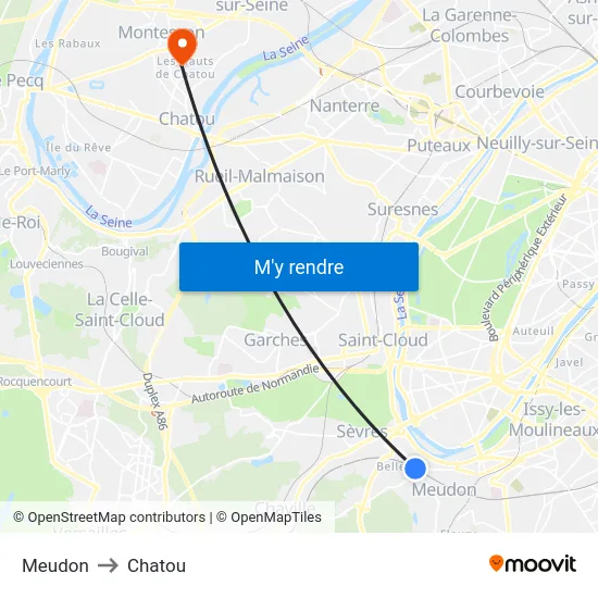 Meudon to Chatou map