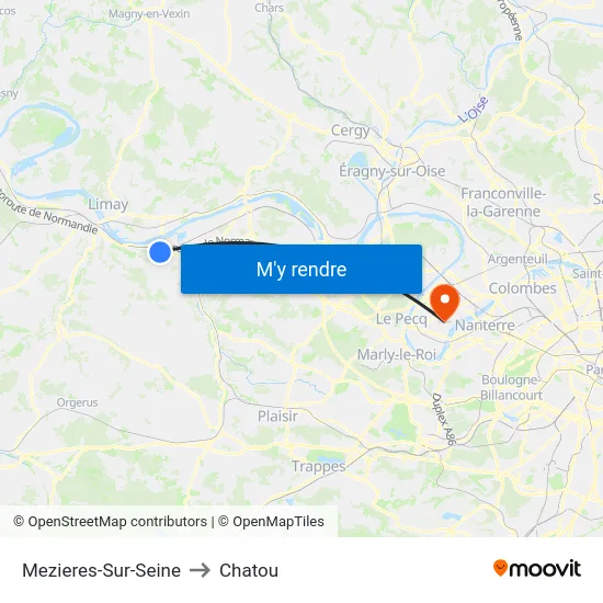 Mezieres-Sur-Seine to Chatou map