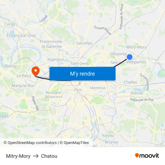 Mitry-Mory to Chatou map