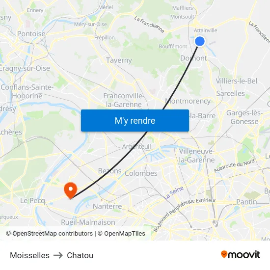Moisselles to Chatou map