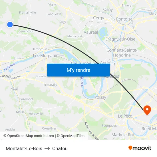 Montalet-Le-Bois to Chatou map