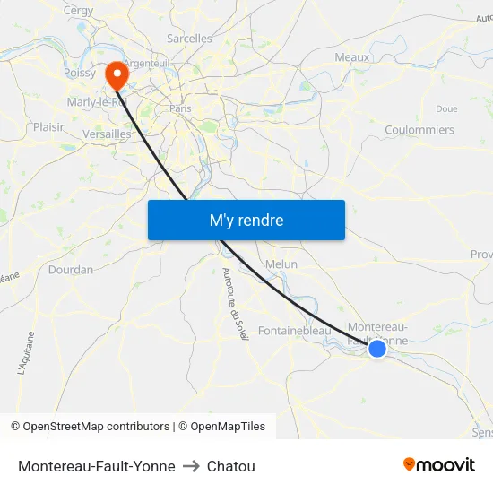 Montereau-Fault-Yonne to Chatou map