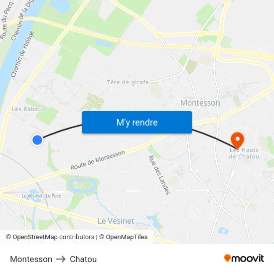 Montesson to Chatou map