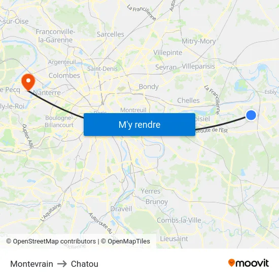Montevrain to Chatou map