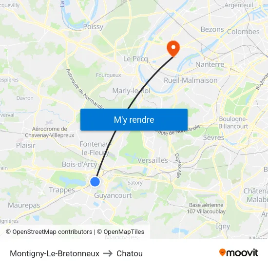 Montigny-Le-Bretonneux to Chatou map
