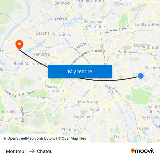 Montreuil to Chatou map