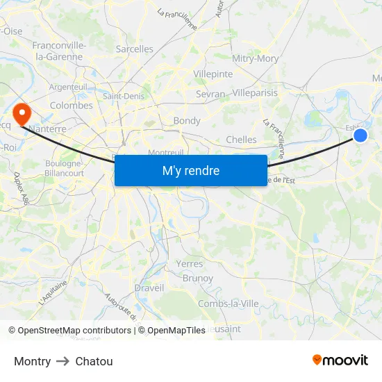Montry to Chatou map