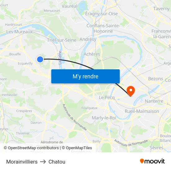 Morainvilliers to Chatou map