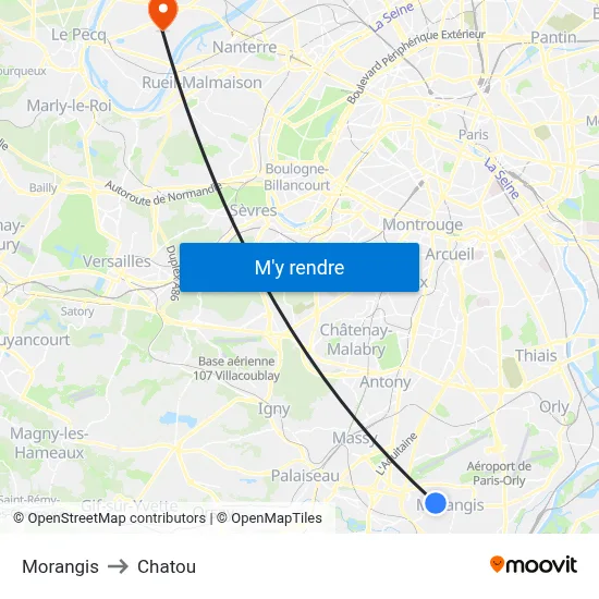 Morangis to Chatou map