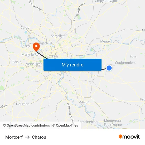 Mortcerf to Chatou map