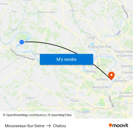 Mousseaux-Sur-Seine to Chatou map