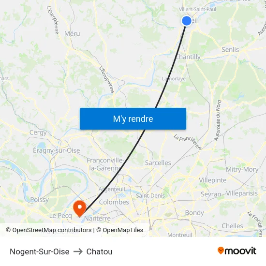 Nogent-Sur-Oise to Chatou map