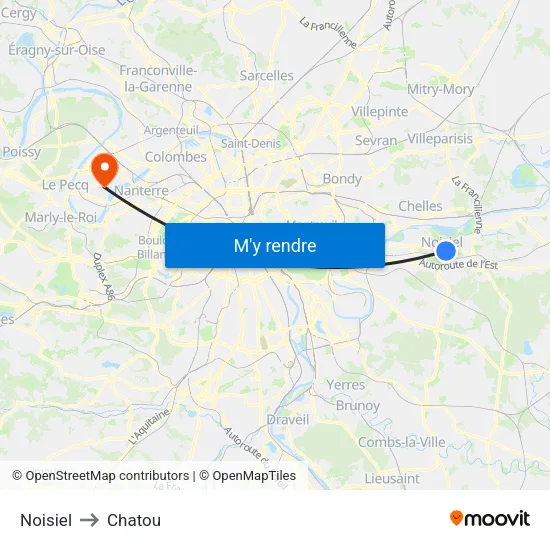 Noisiel to Chatou map