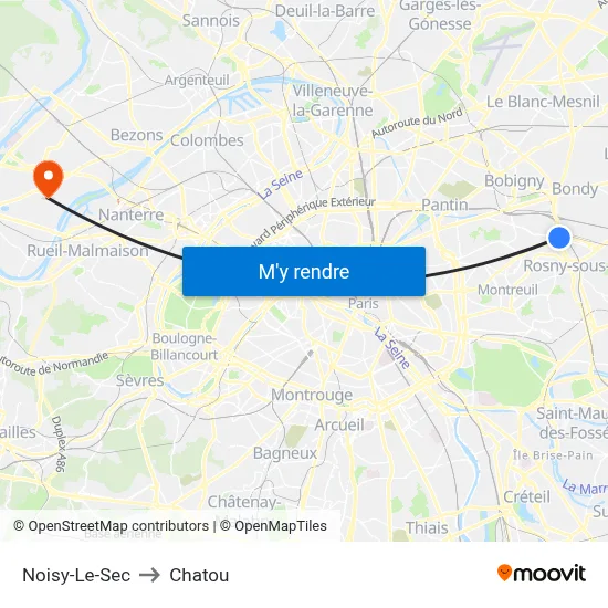 Noisy-Le-Sec to Chatou map