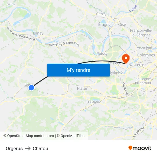 Orgerus to Chatou map