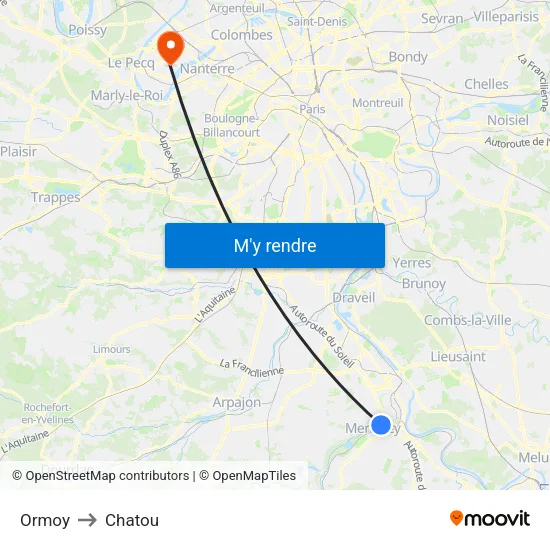 Ormoy to Chatou map