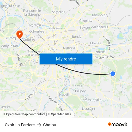 Ozoir-La-Ferriere to Chatou map