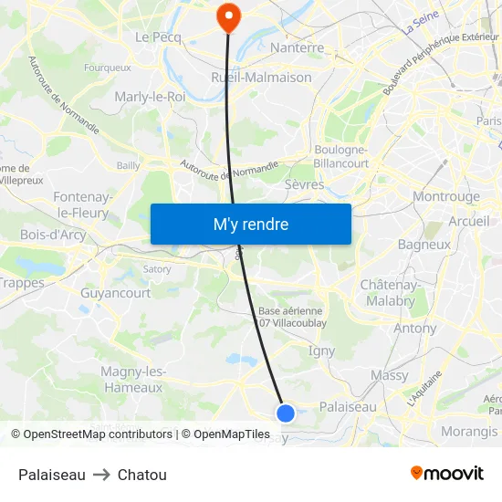Palaiseau to Chatou map