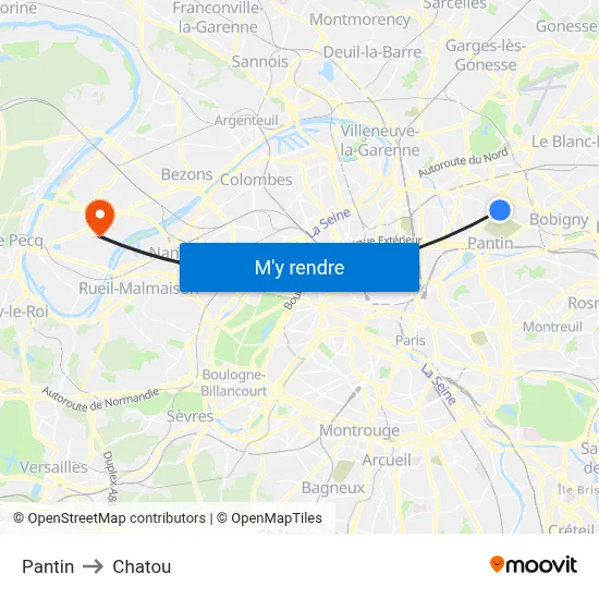 Pantin to Chatou map