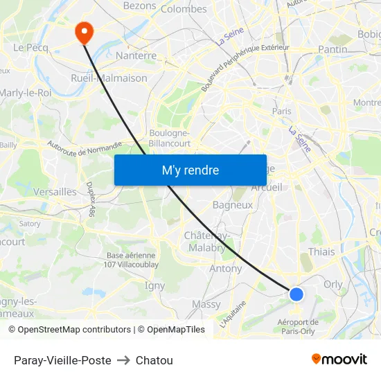 Paray-Vieille-Poste to Chatou map