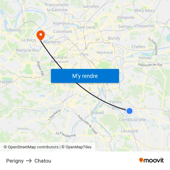 Perigny to Chatou map