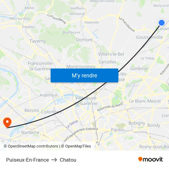 Puiseux-En-France to Chatou map