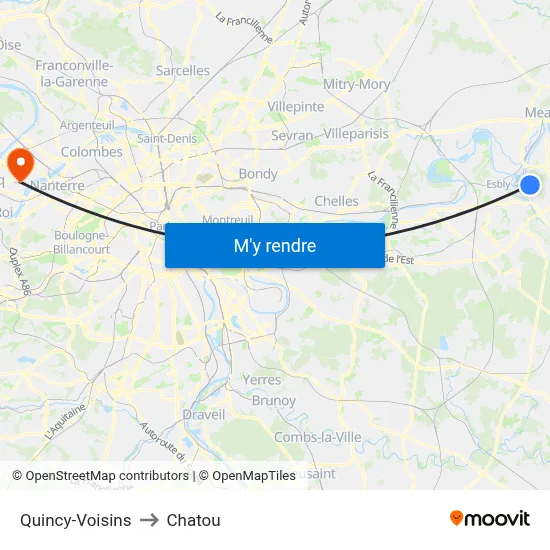 Quincy-Voisins to Chatou map