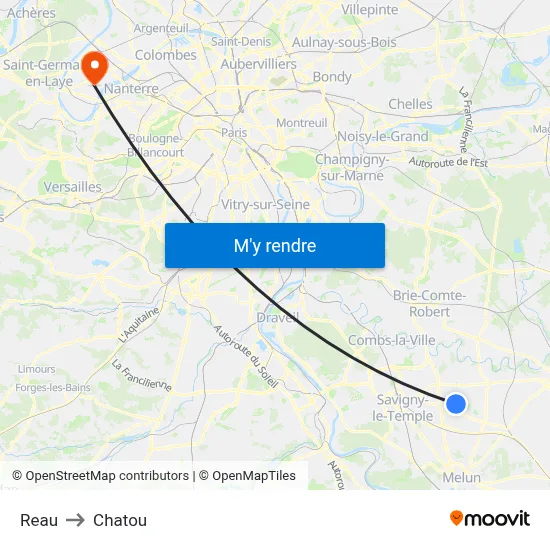 Reau to Chatou map