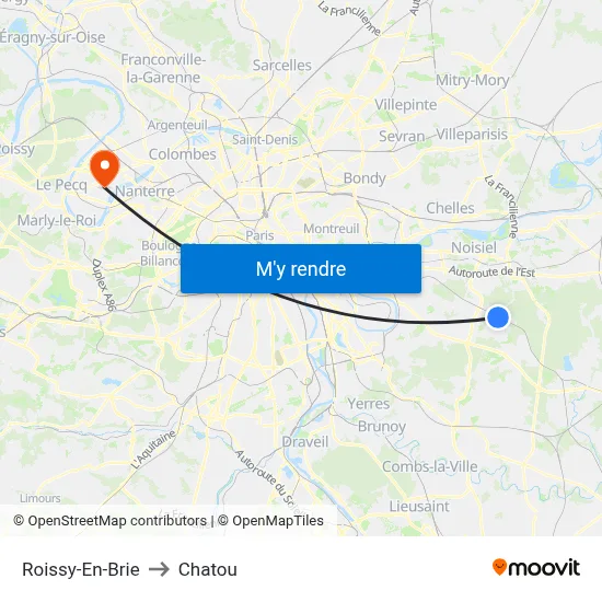 Roissy-En-Brie to Chatou map