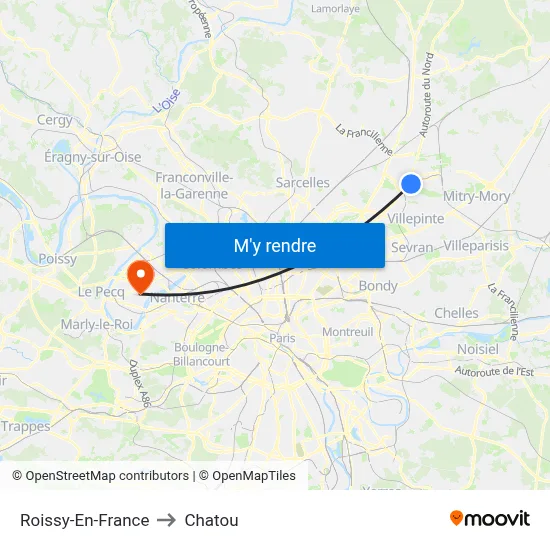 Roissy-En-France to Chatou map