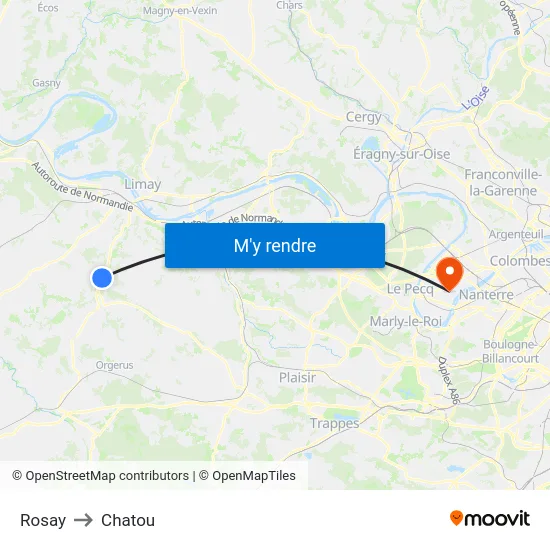 Rosay to Chatou map