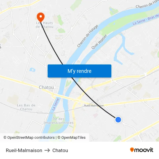 Rueil-Malmaison to Chatou map