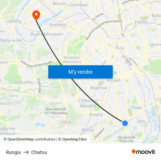 Rungis to Chatou map