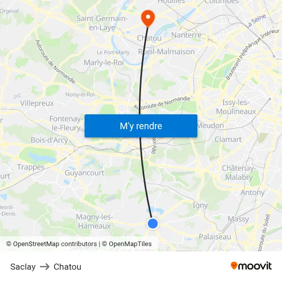 Saclay to Chatou map