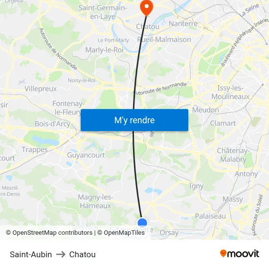 Saint-Aubin to Chatou map
