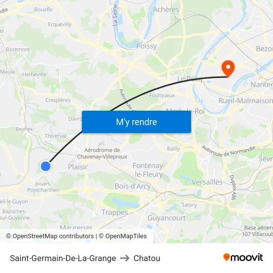 Saint-Germain-De-La-Grange to Chatou map