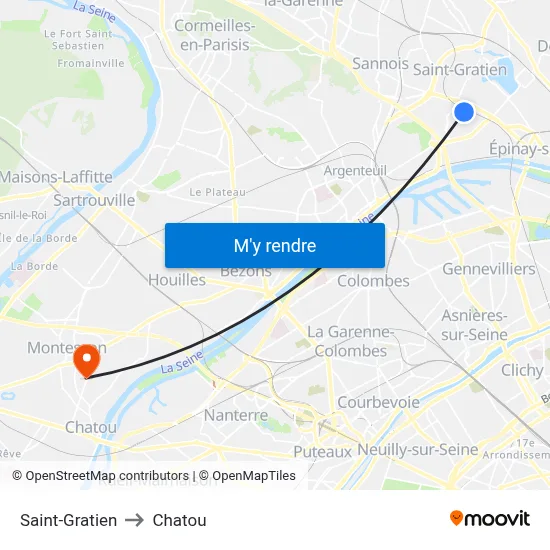 Saint-Gratien to Chatou map