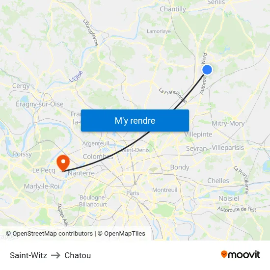 Saint-Witz to Chatou map