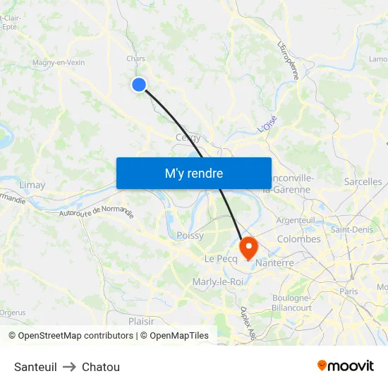 Santeuil to Chatou map