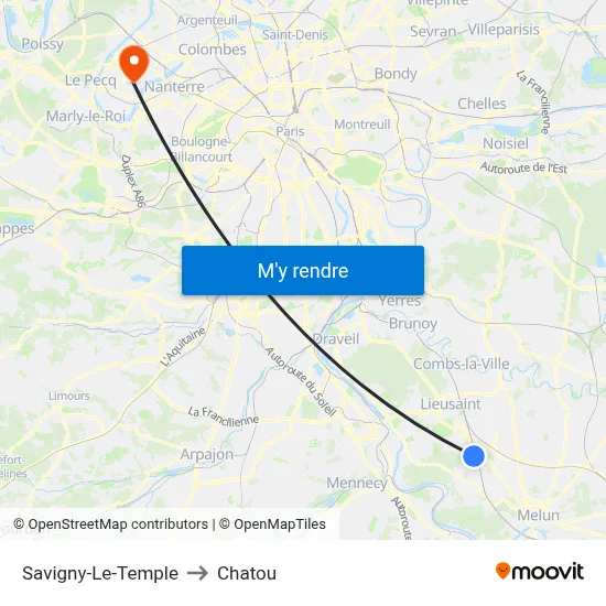 Savigny-Le-Temple to Chatou map