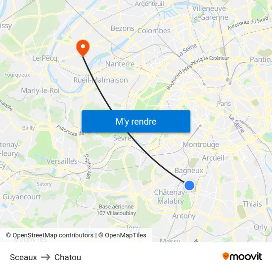 Sceaux to Chatou map
