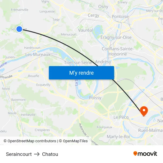 Seraincourt to Chatou map