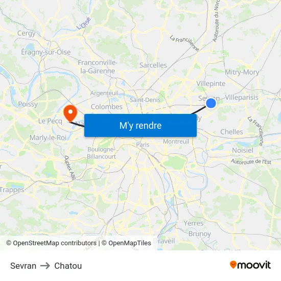 Sevran to Chatou map