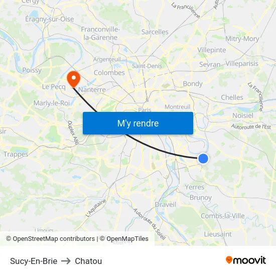 Sucy-En-Brie to Chatou map