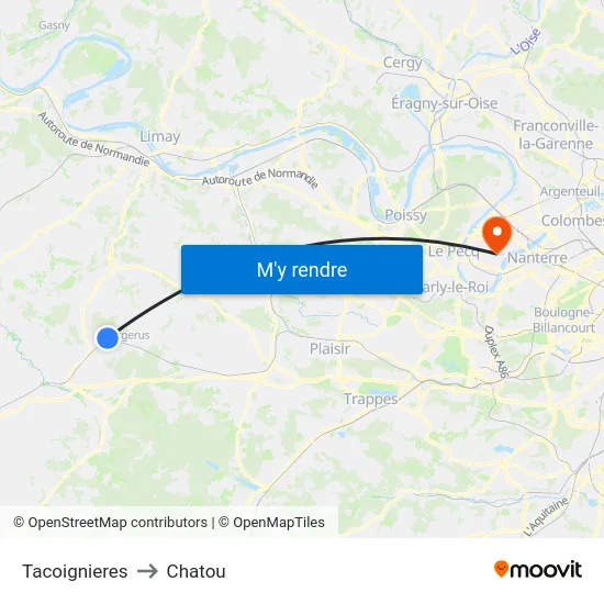 Tacoignieres to Chatou map