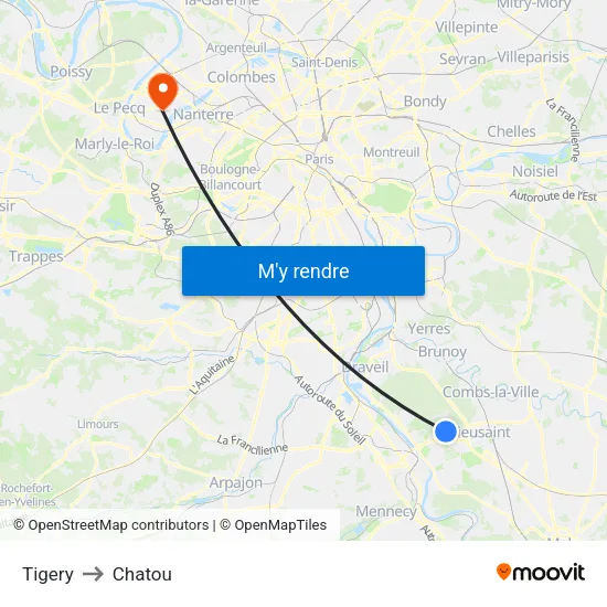 Tigery to Chatou map