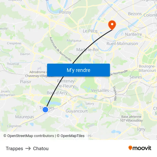 Trappes to Chatou map