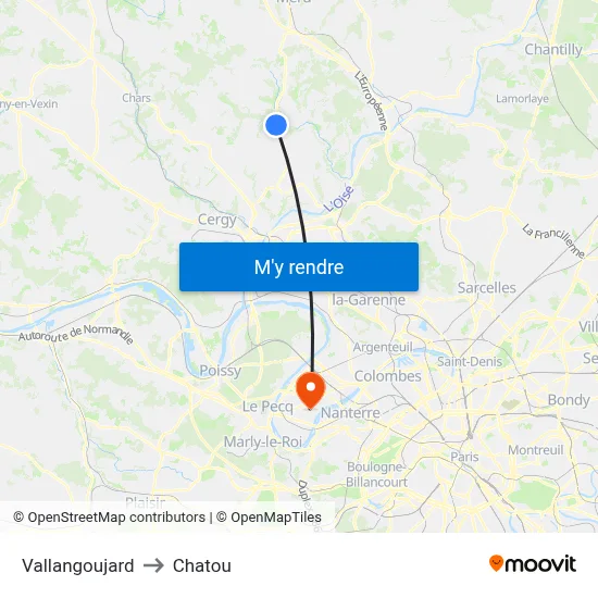 Vallangoujard to Chatou map