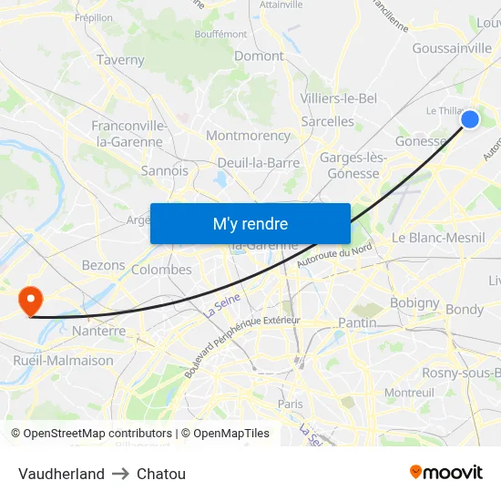 Vaudherland to Chatou map