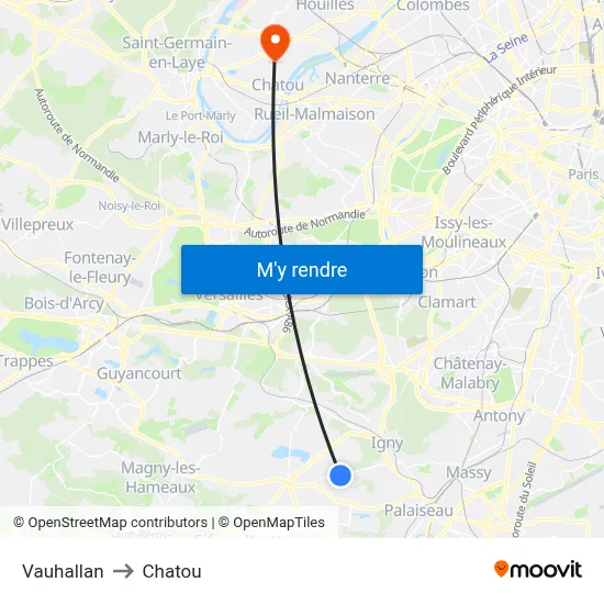 Vauhallan to Chatou map